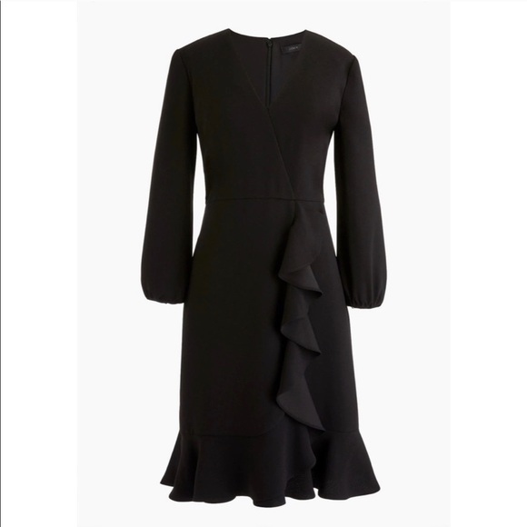 J. Crew Dresses & Skirts - LAST PRICE REDUCTION J. Crew Front Black Ruffle Crepe Long Sleeve Dress Womens 2